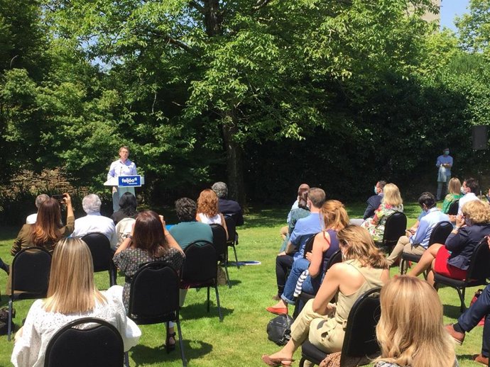 El candidado del PPdeG a la Presidencia de la Xunta, Alberto Núñez Feijóo, en la presentación del programa electoral