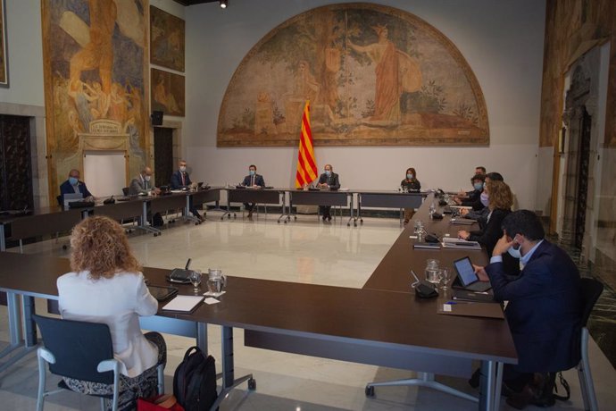 El president de la Generalitat, Quim Torra, presideix el primer Consell Executiu presencial després del confinament, en el Palau de la Generalitat. A Barcelona, Catalunya (Espanya), a 9 de juny de 2020.