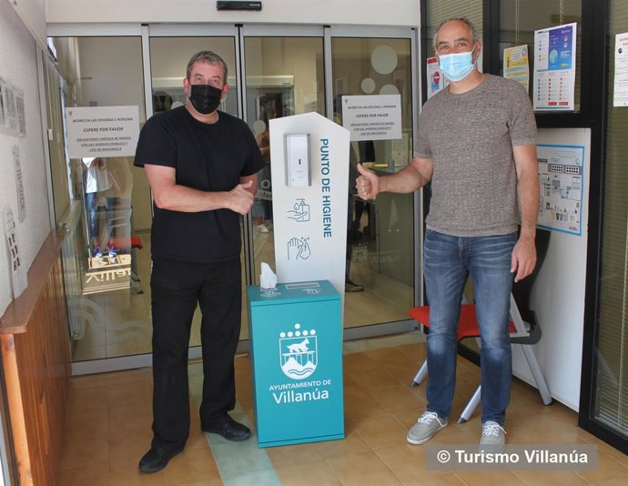 Uno de los puntos de higiene instalados en Villanúa