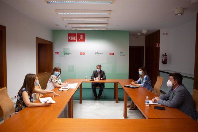 Reunión del PSOE-A con la Asociación de Empresas de Comedores Escolares en el Parlamento andaluz.
