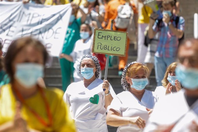 Concentración de las trabajadoras del servicio de limpieza del Hospital Gregorio Marañón de Madrid del pasado 22 de junio