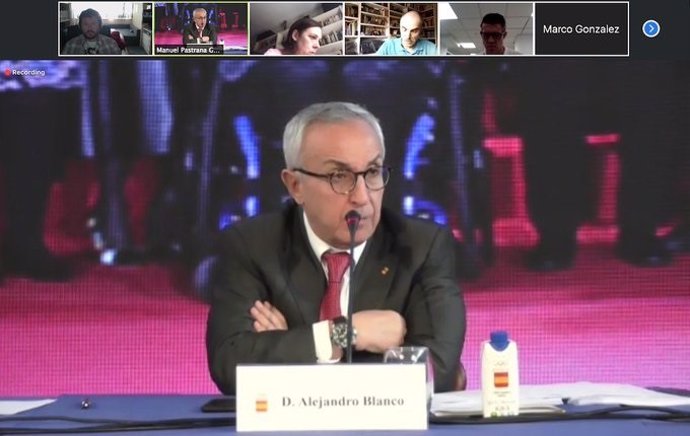 El presidente del COE, Alejandro Blanco, en una videoconferencia con la prensa tras la Asamblea del organismo