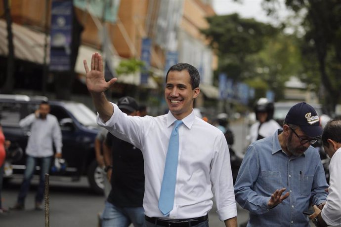 Juan Guaidó en una manifestación en Caracas