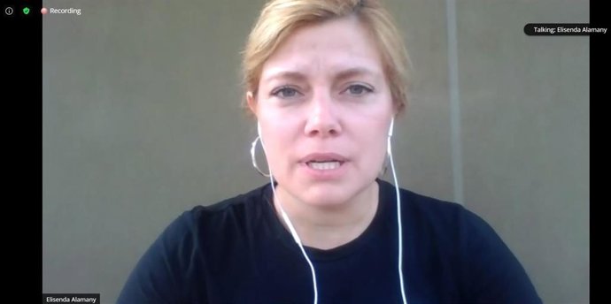 La concejal de ERC en el Ayuntamiento de Barcelona, Elisenda Alamany, en una rueda de prensa telemática este jueves 25 de junio