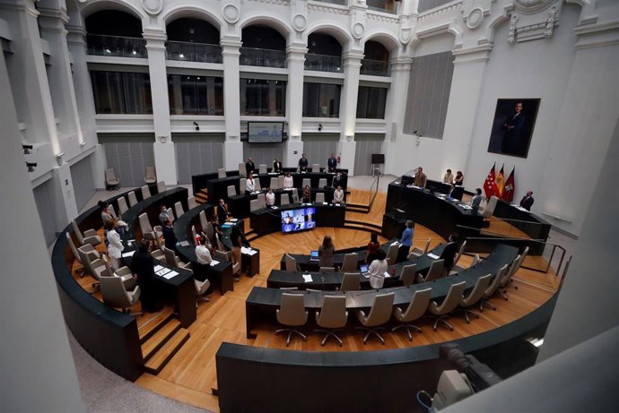 Los asistentes al pleno ordinario del Ayuntamiento de Madrid guardan un minuto de silencio 