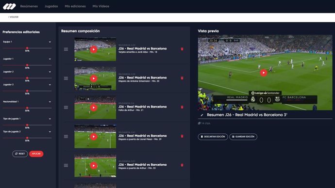 Fútbol.- Mediapro estrena la inteligencia artificial en los resúmenes de fútbol 