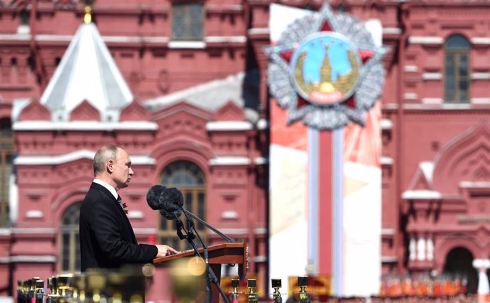 Vladimir Putin en su discurso del desfile del Día de la Victoria
