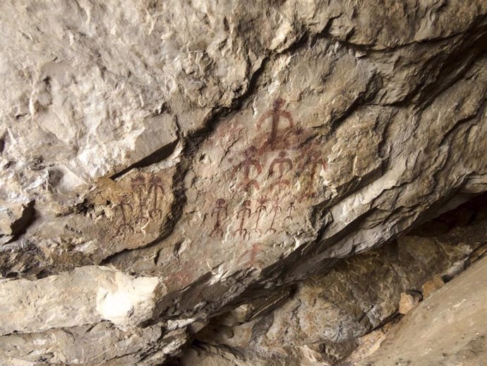 PIntura de arte rupestre en el Parque Nacional de Monfragüe (Cáceres)