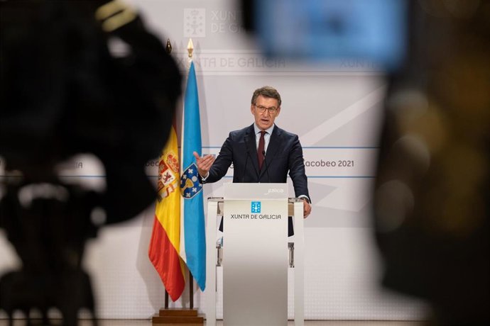 Feijóo, en rueda de prensa.