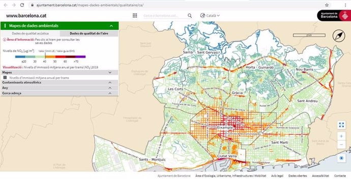 Mapa de datos ambientales de Barcelona