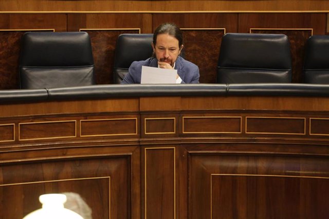 El vicepresidente segundo del Gobierno, Pablo Iglesias, en el Congreso de los Diputados