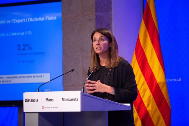 La consellera de Presidència i portaveu de la Generalitat, Meritxell Budó, en roda de premsa sobre l'impacte econòmic de la pandèmia, Barcelona (Catalunya/Espanya), 25 de juny del 2020.