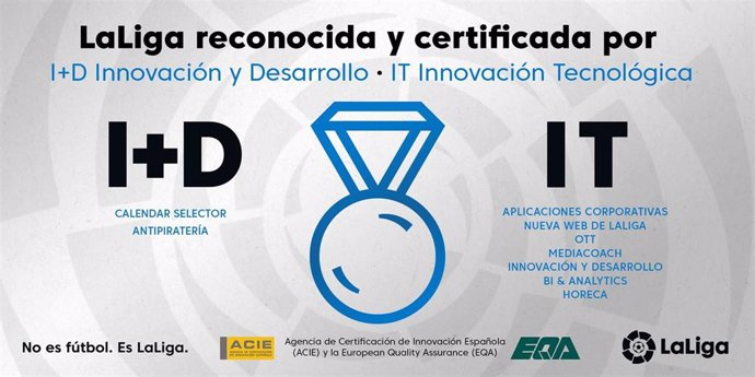 LaLiga recibe certificaciones I+D+i en materia tecnológica e innovación