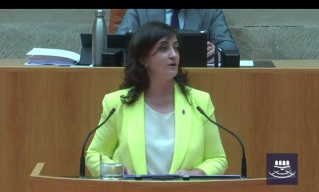 La presidenta del Gobierno riojano, Concha Andreu, en la segunda sesión del Debate sobre el Estado de la región