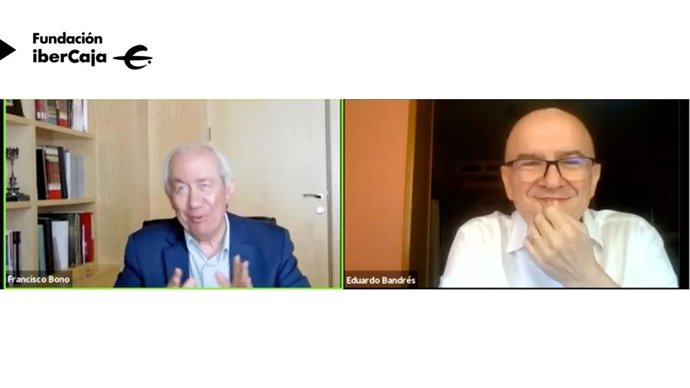 Francisco Bono y Eduardo Bandres. Videoconferencia Fundación Ibercaja