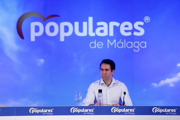 El secretario general del Partido Popular, Teodoro García Egea durante la clausura el Consejo de Alcaldes del PP de Málaga. En Málaga (Andalucía, España), a 26 de junio de 2020.