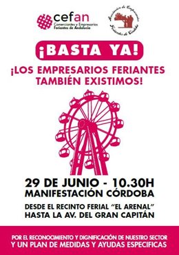 Cartel de la manifestación covocada por Cefan en Córdoba.