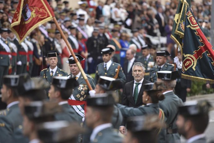 El ministro del Interior, Fernando Grande-Marlaska, en el acto central de la festividad de la patrona de la Guardia Civil en Huesca 