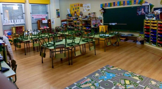 Aula de primaria en un colegio público asturiano.