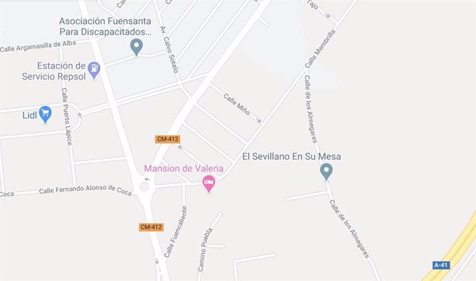 Imagen de la calle Membrilla de Ciudad Real en Google Maps