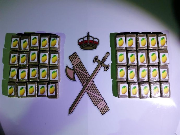 Dos detenidos después de que un perro de la Guardia Civil detectase 40 pastillas de hachís en el coche.