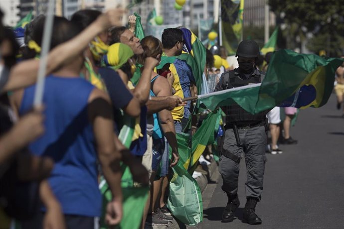 Manifestación a favor del presidente de Brasil, Jair Bolsonaro, celebrada en Río de Janeiro.