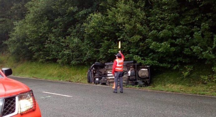 Herida una vecina de Pamplona en una salida de vía en el puerto de Otsondo.