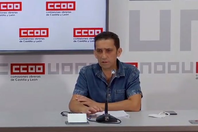 El secretario general de CCOO en Castilla y León, Vicente Andrés, en la rueda de prensa.