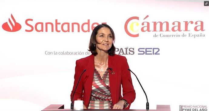 La minitra de Industria, Comercio y Turismo, Reyes Maroto, durante al entrega del Premio Nacional Pyme del Año