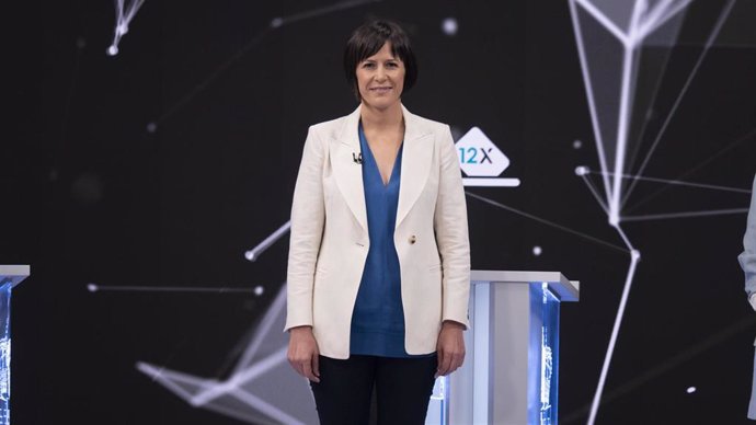 La candidata a la Presidencia de la Xunta del BNG, Ana Pontón, en el debate televisivo a siete organizado por la radiotelevisión gallega (CRTVG)