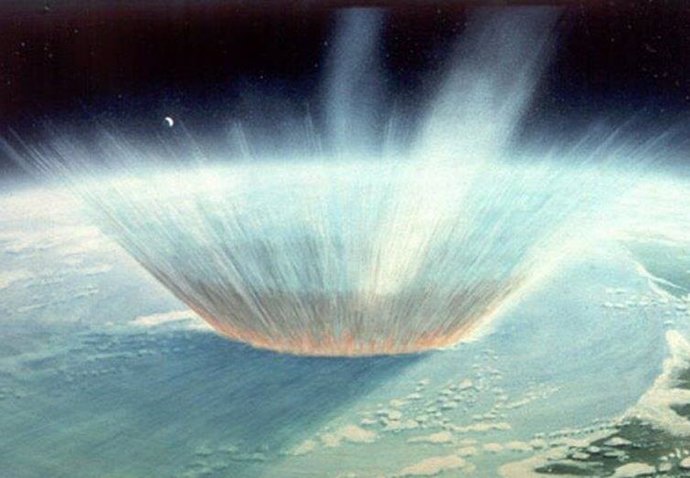 Ilustración de un impacto de asteroide en la Tierra