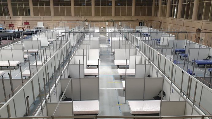 El pavelló d'Inefc habilitat per acollir pacients de l'Hospital Clínic durant la crisi sanitria del coronavirus (Arxiu)