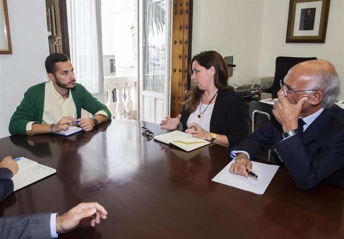 El vicepresidente segundo y responsable del área de Transición Ecológica y Desarrollo Urbano Sostenible, Mario Fernández, con representantes del Colgio de Arquitectos de Cádiz, en una imagen de archivo