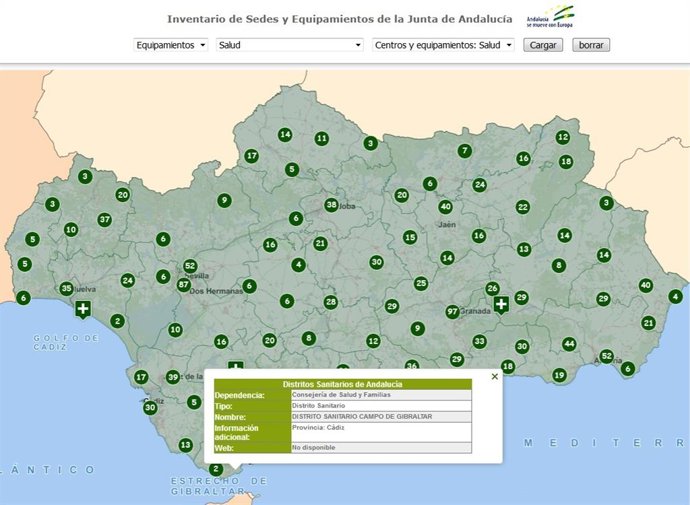Imagen del visor de consultas del Instituto de Estadística de Andalucía sobre servicios públicos.
