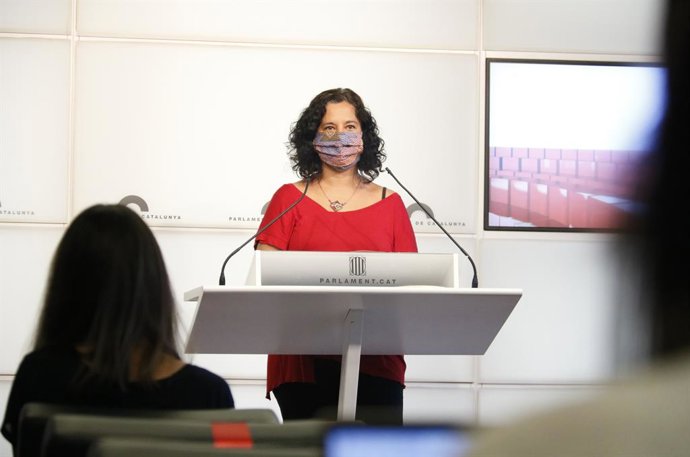 La portaveu dels comuns al Parlament, Susanna Segovia, aquest dimarts en roda de premsa