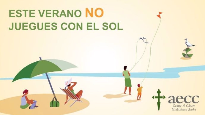 Cartel de la campaña 'Este verano no juegues con el sol' de la AECC