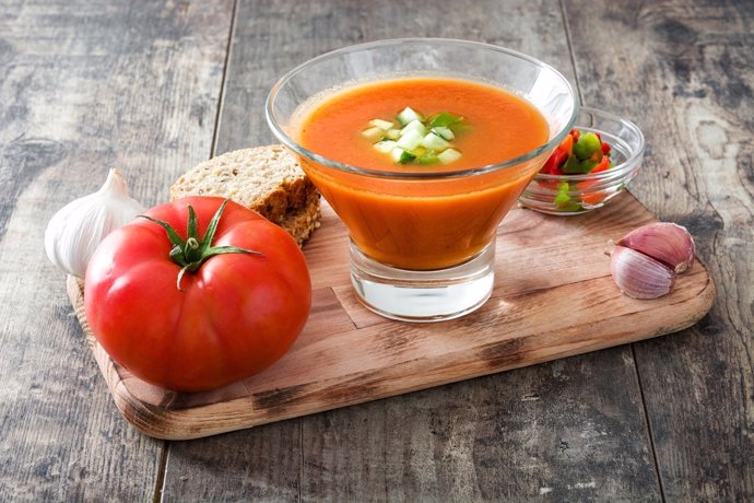Traditional Spanish cold gazpacho soup