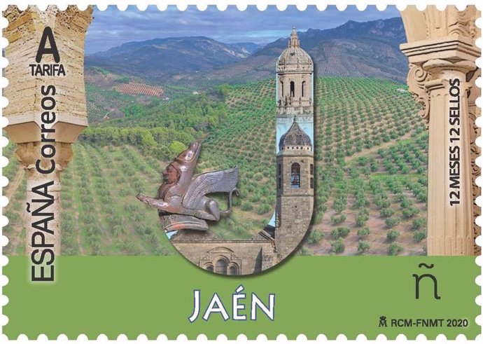 Sello dedicado a la provincia de Jaén en la serie 12 meses, 12 sellos de Correos