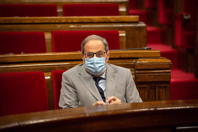 El president de la Generalitat, Quim Torra, en el ple monogrfic sobre la pandmia i les seves conseqüncies econmiques i socials al Parlament.