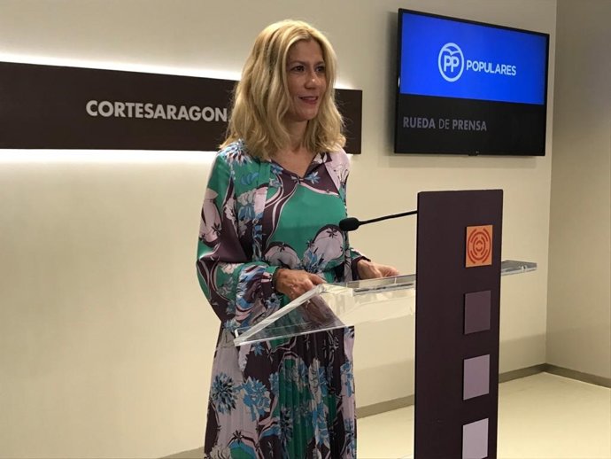 La portaviz del PP, Mar Vaquero, durante la rueda de prensa de este miércoles