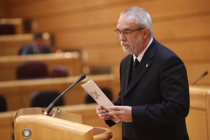 El senador de VOX, José Manuel Marín, interviene en el pleno celebrado en el Senado sobre diferentes mociones. En Madrid, (España), a 1 de julio de 2020.