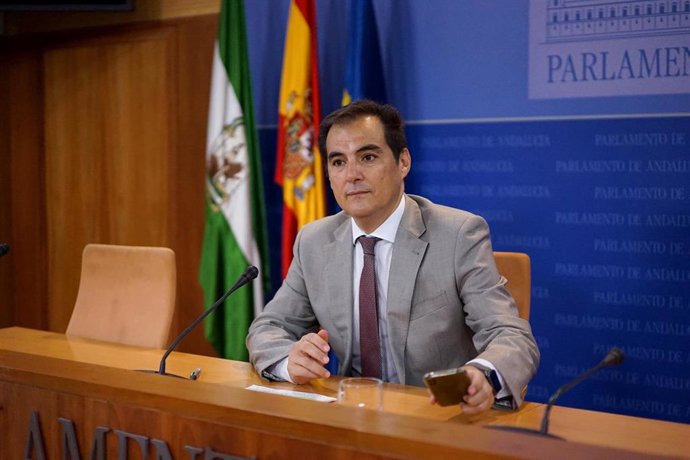 El portavoz parlamentario del PP-A, José Antonio Nieto, en rueda de prensa este miércoles.