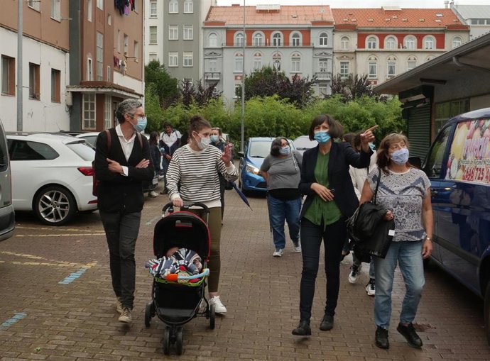 La candidata del BNG a la presidencia de la Xunta de Galicia, Ana Pontón, en un acto de campaña en Ferrol.