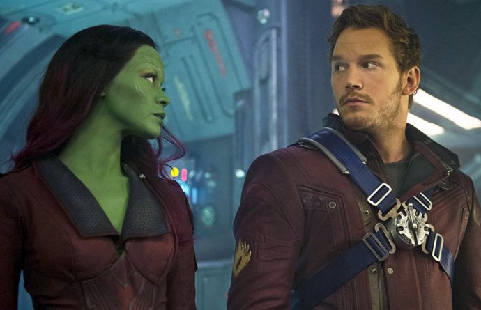 Gamora y Star-Lord en Guardianes de la Galaxia