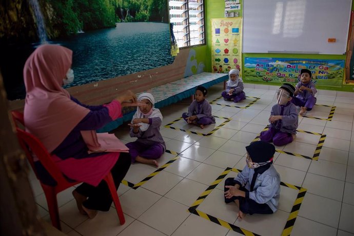 Alumnos en un jardín de infancia de Malasia. 