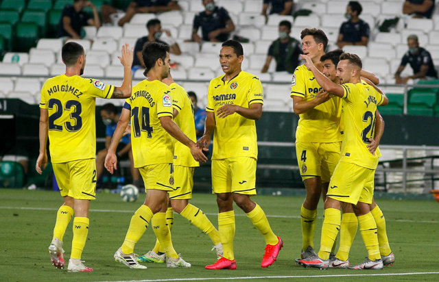 Gerard Moreno of Villarreal celebrates a goal during the spanish league, LaLiga, football match played between Real Betis Balompie and Villarreal at Benito Villamarin Stadium on July 01, 2020 in Sevilla, Spain.