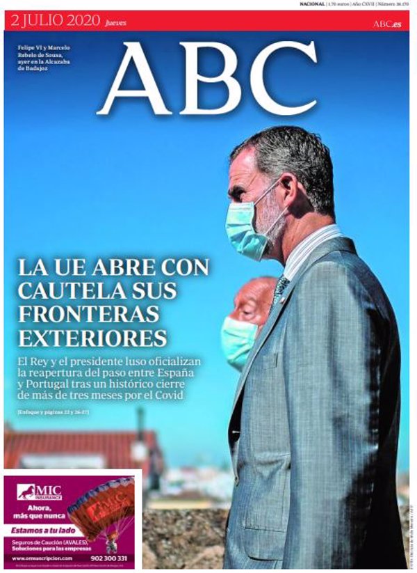 Las portadas de los peri dicos del jueves 2 de julio de 2020