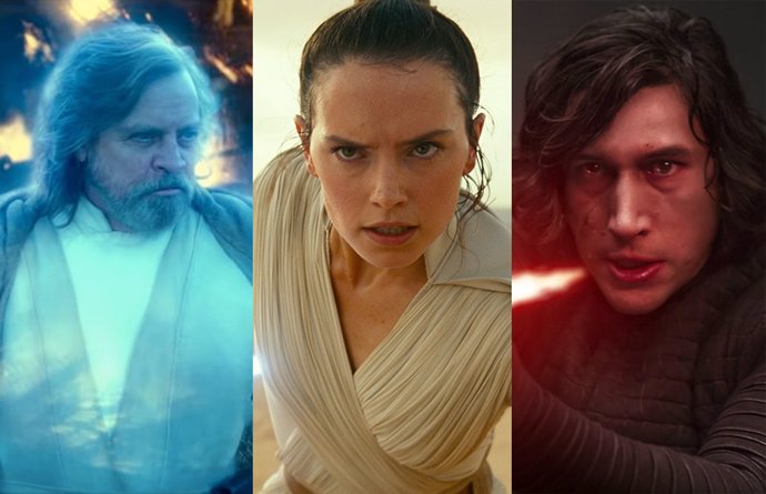 Luke Skywalker, Rey y Kylo Ren la última trilogía de la saga Star Wars