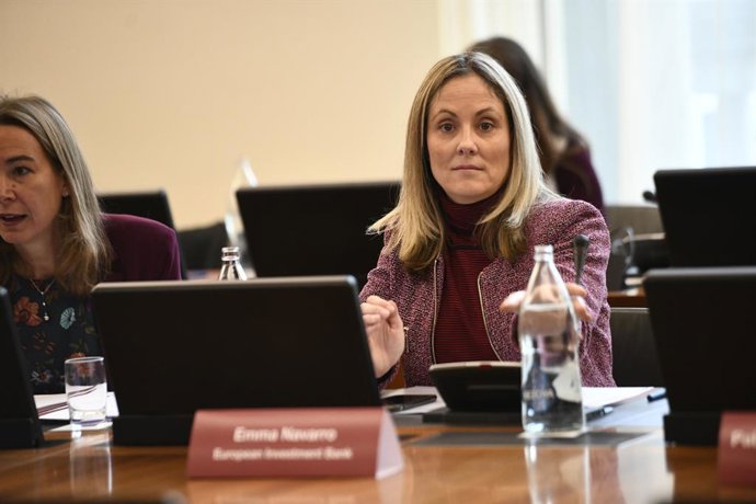 La vicepresidenta del Banco Europeo de Inversiones (BEI), Emma Navarro, durante la inauguración de la conferencia conjunta del Banco de España y el BEI, en Madrid (España) a 4 de noviembre de 2019.