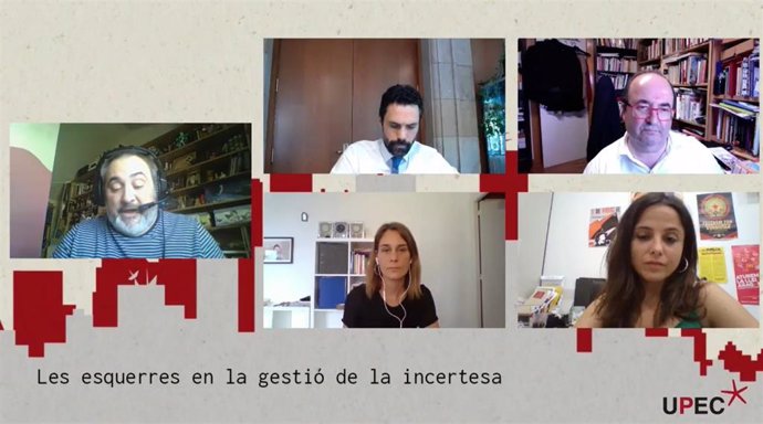 Debate entre Roger Torrent (ERC), Miquel Iceta (PSC), Jéssica Albiach (comuns) y Maria Sirvent (CUP) organizado por la Universitat Progressista d'Estiu de Catalunya (UPEC).